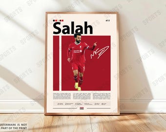 Mohamed Salah Poster, Soccer Gifts, Sports Poster, Soccer Player Poster, Soccer Wall Art, Sports Bedroom Posters, Gift For Him