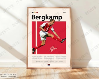 Dennis Bergkamp Poster, Soccer Gifts, Sports Poster, Football Player Poster, Soccer Wall Art, Sports Bedroom Posters