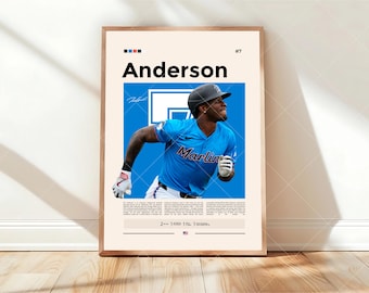 Póster de Tim Anderson, lámina de los Chicago White Sox, arte mural de la MLB, decoración de jugador de béisbol, regalo para fanático de los White Sox, dormitorio deportivo, lámina para la sala de juegos
