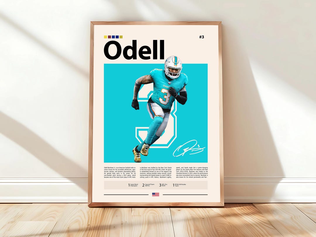 Odell Beckham Jr. Poster, LA Rams Print, Super Bowl, NFL Poster, Sports ...