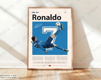 Cristiano Ronaldo Poster, Soccer Gifts, Sports Poster, Football Poster, Soccer Wall Art, Sports Bedroom Posters