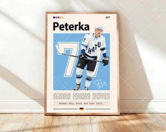Póster de JJ Peterka, póster deportivo, aficionados al hockey, arte mural de hockey, pósteres deportivos para dormitorio