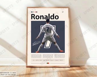 Cristiano Ronaldo Poster, Soccer Gifts, Sports Poster, Football Poster, Soccer Wall Art, Sports Bedroom Posters