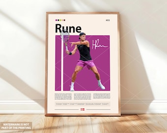 Holger Rune Poster, Sport Poster, Tennis Fans, Tennis Wandkunst, Sport Schlafzimmer Poster