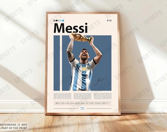 Lionel Messi Poster, Argentina Soccer Print, Soccer Gifts, Sports Poster, Football Player Poster, Soccer Wall Art, Sports Bedroom Posters