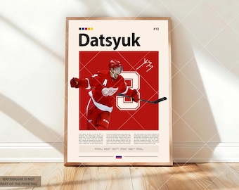 Póster de Pavel Datsyuk, póster deportivo, aficionados al hockey, arte mural de hockey, pósteres deportivos para dormitorio