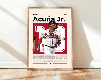 Póster de Ronald Acuña Jr. de Venezuela, Impresión de los Bravos de Atlanta, Póster de la MLB, Póster deportivo, Fanáticos de la MLB, Regalo de béisbol, Pósters deportivos para dormitorio