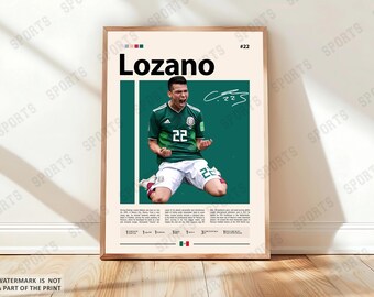 Hirving Lozano Poster, Mexico Soccer Print, Football Poster, Sports Poster, Soccer Fans, World Cup Wall Art, Sports Bedroom Posters