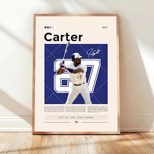 ジョー・カーターのポスター、トロント・ブルージェイズのプリント、MLBのウォールアート、野球選手のデコレーション、ブルージェイズのファンへのギフト、スポーツ用寝室、男の隠れ家プリント