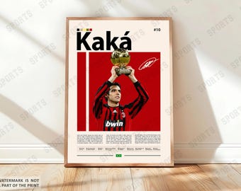 Kaká Poster, Brazil Football Print, Soccer Gifts, Sports Poster, Soccer Player Poster, Soccer Wall Art, Sports Bedroom Posters, Gift For Him