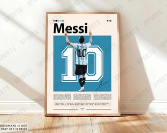 Lionel Messi Poster, Argentina Soccer Print, Soccer Gifts, Sports Poster, Football Player Poster, Soccer Wall Art, Sports Bedroom Posters