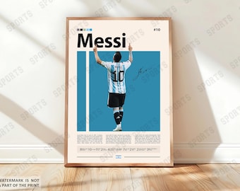Lionel Messi Poster, Argentina Soccer Print, Soccer Gifts, Sports Poster, Football Player Poster, Soccer Wall Art, Sports Bedroom Posters
