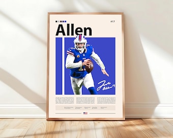 Josh Allen Poster, Buffalo Bills Poster, NFL Poster, Sports Poster, NFL Fans, Football Poster, NFL Wall Art, Sports Bedroom Posters