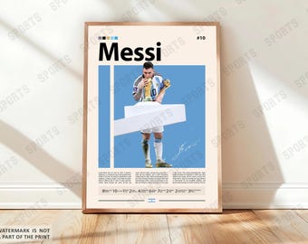 Lionel Messi Poster, Argentina Soccer Print, Soccer Gifts, Sports Poster, Football Player Poster, Soccer Wall Art, Sports Bedroom Posters