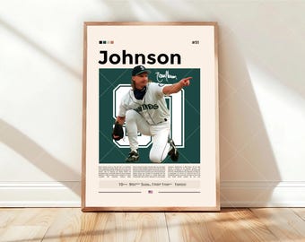 Póster de Randy Johnson, arte mural de los Seattle Mariners, impresión de la MLB, decoración de béisbol, regalo para fanáticos de los Mariners, dormitorio deportivo, obra de arte para la cueva del hombre