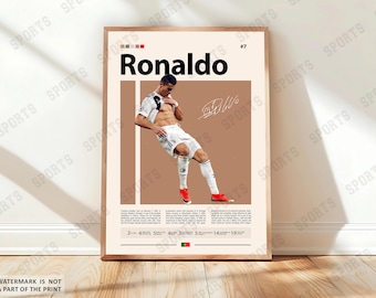 Cristiano Ronaldo Poster, Soccer Gifts, Sports Poster, Football Player Poster, Soccer Wall Art, Sports Bedroom Posters, Gift For Him