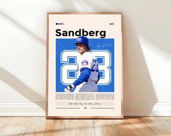 Póster de Ryne Sandberg, póster de los Chicago Cubs, impresiones de béisbol, póster deportivo, regalo de jugador de béisbol, arte mural de béisbol, pósteres deportivos para dormitorio