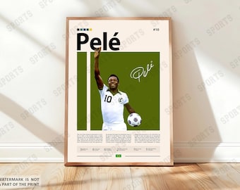 Pele Poster, Brazilian Soccer Player Poster, Soccer Gifts, Sports Poster, Football Player Poster, Soccer Wall Art, Sports Bedroom Posters