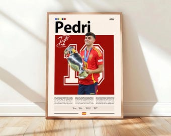 Affiche Pedro, impression football Espagne, affiche de sport, affiche de football, oeuvre d'art murale football, affiches de chambre de sport