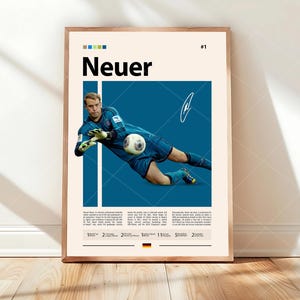 Neuer Poster, Soccer Gifts, Soccer Gifts, Sports Poster, Soccer Player Poster, Soccer Wall Art, Sports Bedroom Posters, Gift For Him