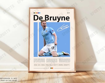 Kevin De Bruyne Poster, Soccer Gifts, Sports Poster, Football Player Poster, Soccer Wall Art, Sports Bedroom Posters