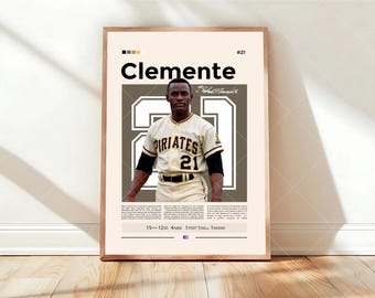 Póster de Roberto Clemente, Impresión de los Piratas de Pittsburgh, Póster de la MLB, Póster deportivo, Para fanáticos del béisbol, Arte de pared de béisbol, Pósteres deportivos para dormitorio