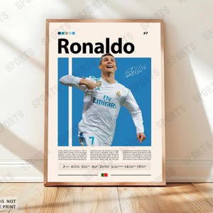 Cristiano Ronaldo Poster, Soccer Gifts, Sports Poster, Football Poster, Soccer Wall Art, Sports Bedroom Posters