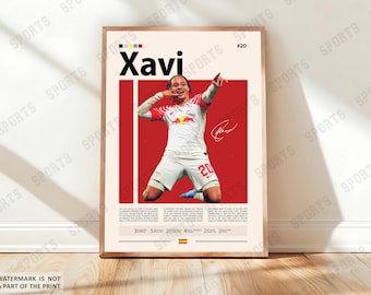 Xavi Simons Poster, Football Poster, Sports Poster, Soccer Fans, Wall Art, Sports Bedroom Posters