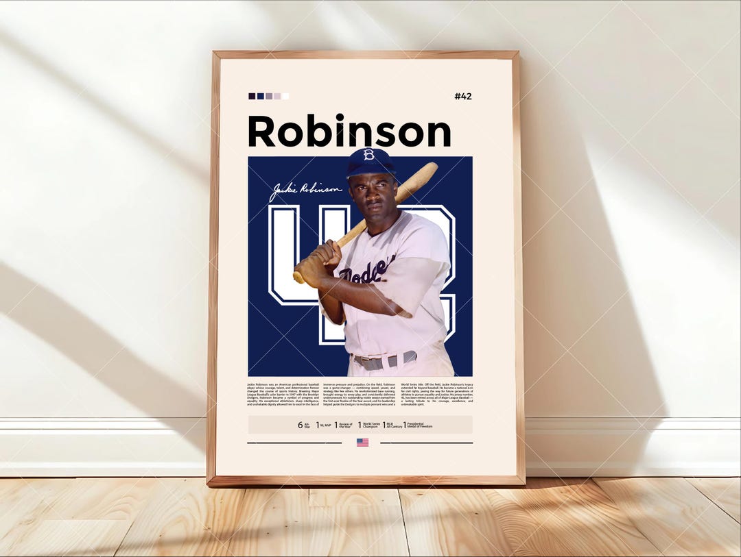 Jackie Robinson Poster, Brooklyn Dodgers Print, MLB Poster, Sports ...