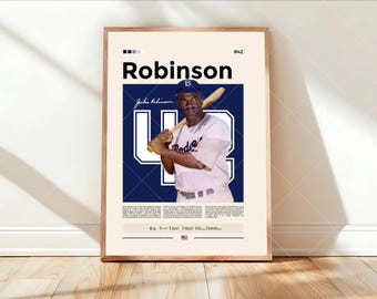 Póster de Jackie Robinson, Impresión de los Brooklyn Dodgers, Póster de la MLB, Póster deportivo, Aficionados al béisbol, Arte de pared de béisbol, Pósteres deportivos para dormitorio