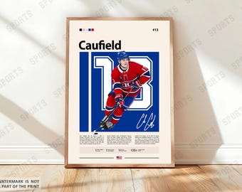 Póster de Cole Caufield, póster deportivo, aficionados al hockey, arte mural de hockey, pósteres deportivos para dormitorio