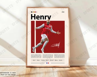 Thierry Henry Poster, France Poster, Football Wall Art, Soccer Legend Print, Thierry Henry Wall Decor, Digital Download