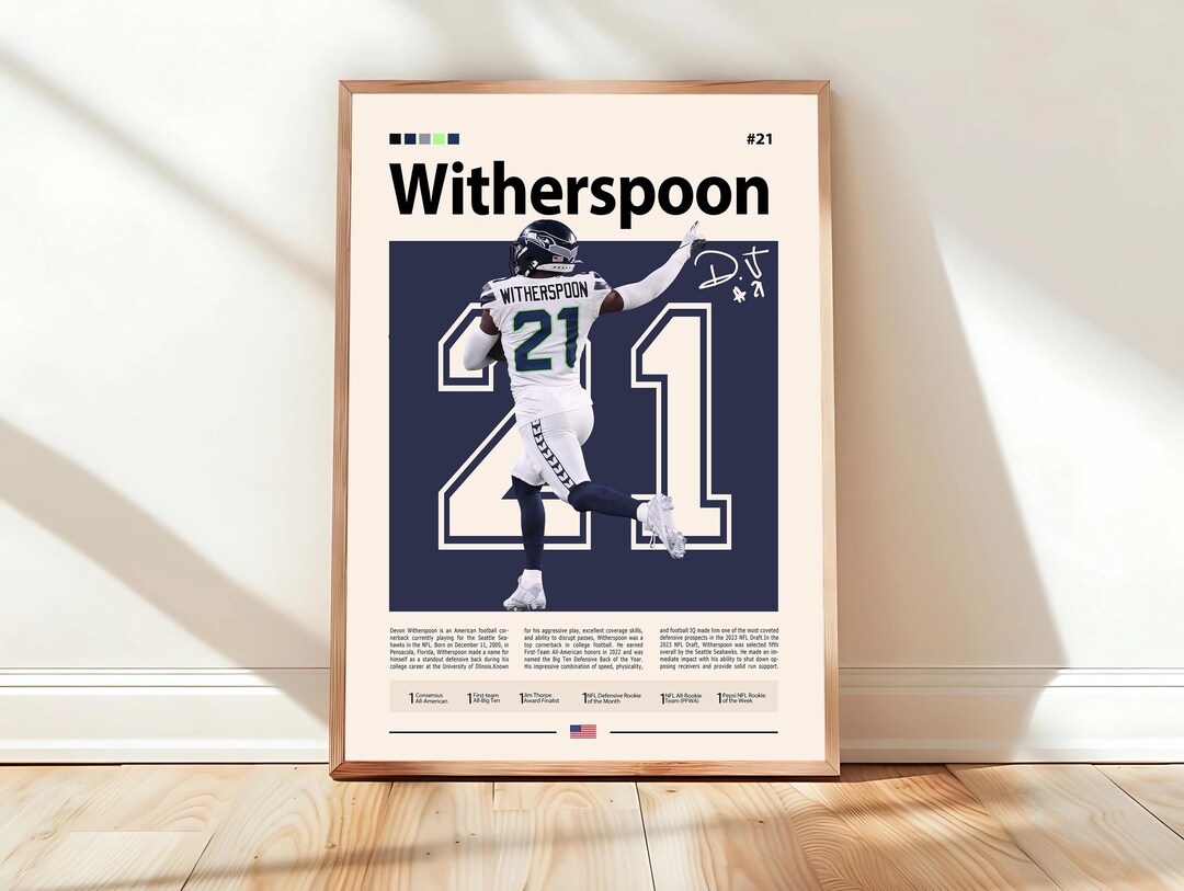 Devon Witherspoon Poster, Seattle Seahawks Print, NFL Wall Art ...