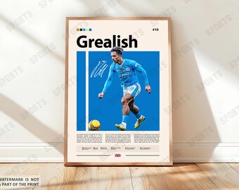 Jack Grealish Poster, England Football Print, Sports Poster, Football Poster, Soccer Wall Art, Sports Bedroom Poster