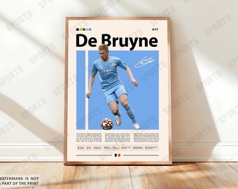 Kevin De Bruyne Poster, Soccer Gifts, Sports Poster, Football Player Poster, Soccer Wall Art, Sports Bedroom Posters