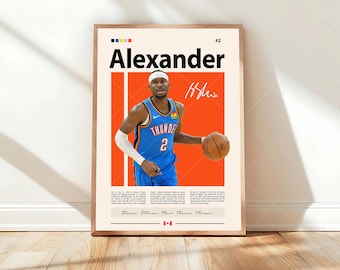 Shai Gilgeous Alexander Poster, Basketball Legend Wall Art, Athlete Print, Sports Decor, Minimalist Bedroom Poster, Modern Art Gift