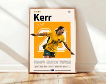 Poster di Sam Kerr, stampa australiana, poster di calcio, poster sportivo, calcio, poster di calcio femminile, arte murale di calcio, poster sportivi per camera da letto