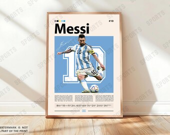 Lionel Messi Poster, Argentina Soccer Print, Soccer Gifts, Sports Poster, Football Player Poster, Soccer Wall Art, Sports Bedroom Posters
