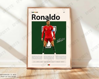 Cristiano Ronaldo Poster, Soccer Gifts, Sports Poster, Football Poster, Soccer Wall Art, Sports Bedroom Posters