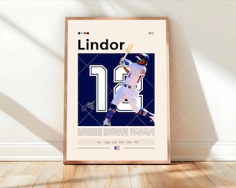 Francisco Lindor Poster, New York Mets, Baseball Prints, Sports Poster, Baseball Player Gift, Baseball Wall Art, Sports Bedroom Posters