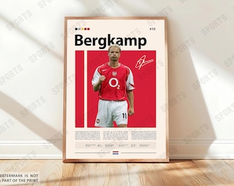 Dennis Bergkamp Poster, Soccer Gifts, Sports Poster, Football Player Poster, Soccer Wall Art, Sports Bedroom Posters