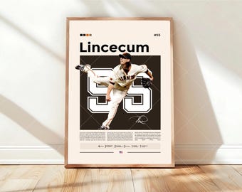 Póster de Tim Lincecum, arte mural de los Gigantes de San Francisco, impresión de la MLB, decoración de béisbol, regalo para fanáticos de los Gigantes, dormitorio deportivo, obra de arte para la cueva del hombre