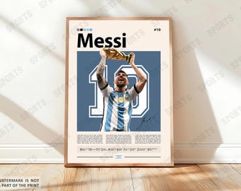 Lionel Messi Poster, Argentina Soccer Print, Soccer Gifts, Sports Poster, Football Player Poster, Soccer Wall Art, Sports Bedroom Posters