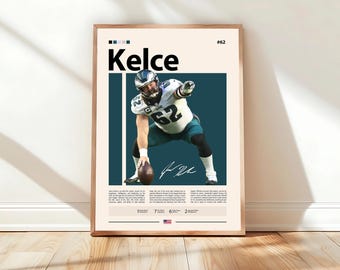 Jason Kelce Poster, Philadelphia Eagles Print, NFL Poster, Sports Poster, NFL Fans, Football Poster, NFL Wall Art, Sports Bedroom Posters