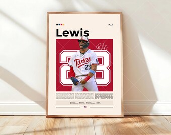 Póster de Royce Lewis, Arte de pared de los Minnesota Twins, Impresión de la MLB, Decoración de béisbol, Regalo para fanáticos de los Twins, Dormitorio deportivo, Arte para la sala de juegos