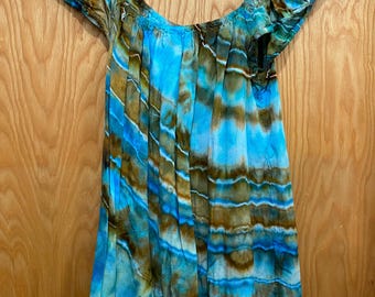 Ice Dyed Rayon Peasant Top