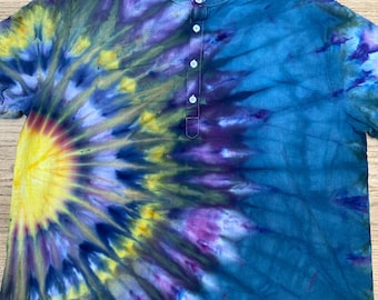 Ice Dyed 3X overhemd met halve knoopsluiting