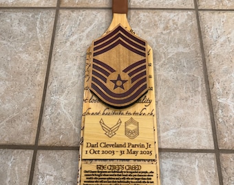 Handcrafted Air Force Paddle – Custom  Promotion or Retirement Gift with Engraving