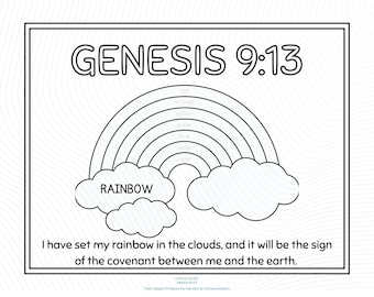Genesis 9:13 Rainbow Coloring Sheet - Christian Homeschool (Digital Download)