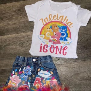 Custom Kids Birthday Outfit – T-Shirt & Denim Skirt Set – Personalized Party Clothes – Any Theme, Character, or Design